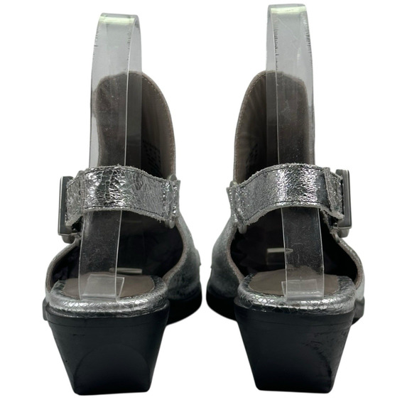Allsaints Desola Silver Leather Slingback Western Mules Womens 8 US 38 EU $379 - Picture 4 of 11
